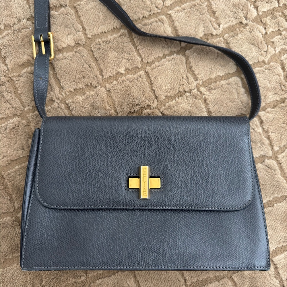 Celine Vintage Twist Logo Cross Body Bag